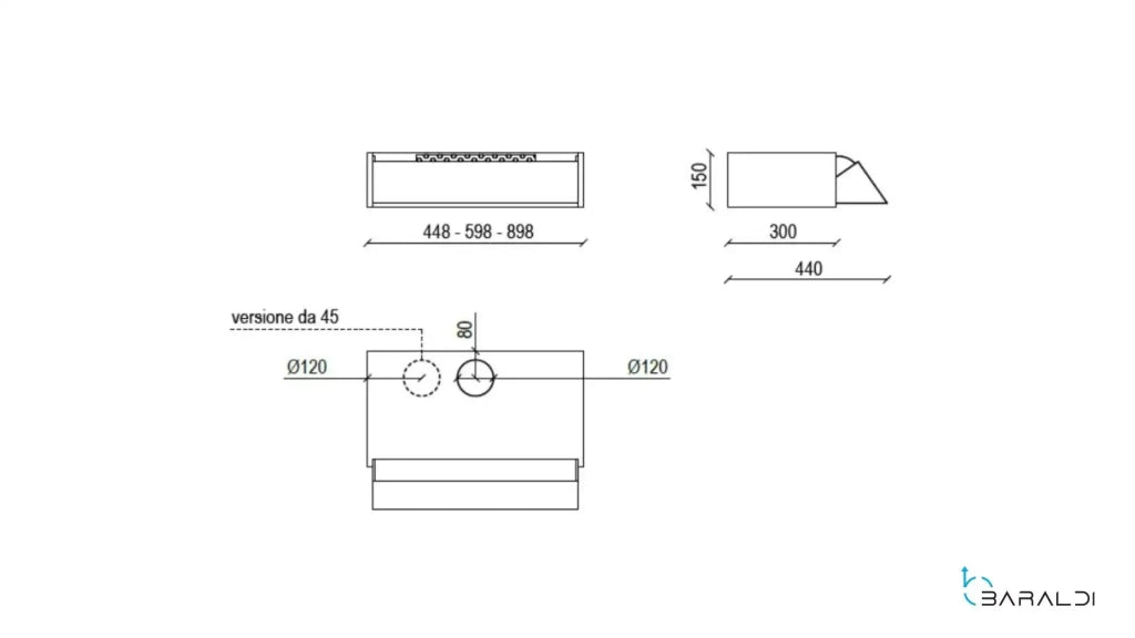 CAPPA COMPOSITA cm 60 - Grigia - 380 m3/h