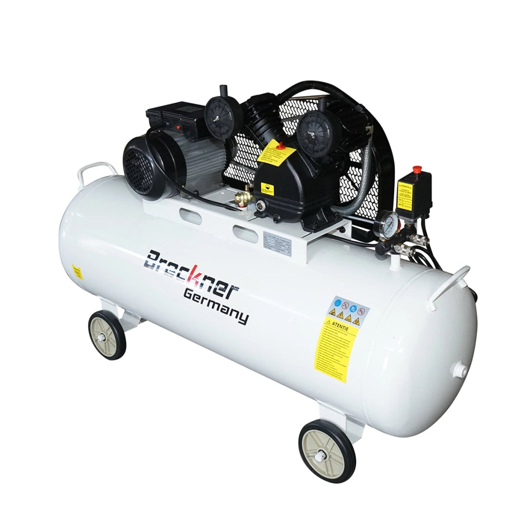 Compressore d'aria a cinghia da 200 litri, motore a V a 2 cilindri da 2,2 kW/3 CV, pressione massima 8 bar, volume di aspirazione dell'aria 325 l/min Breckner Germany
