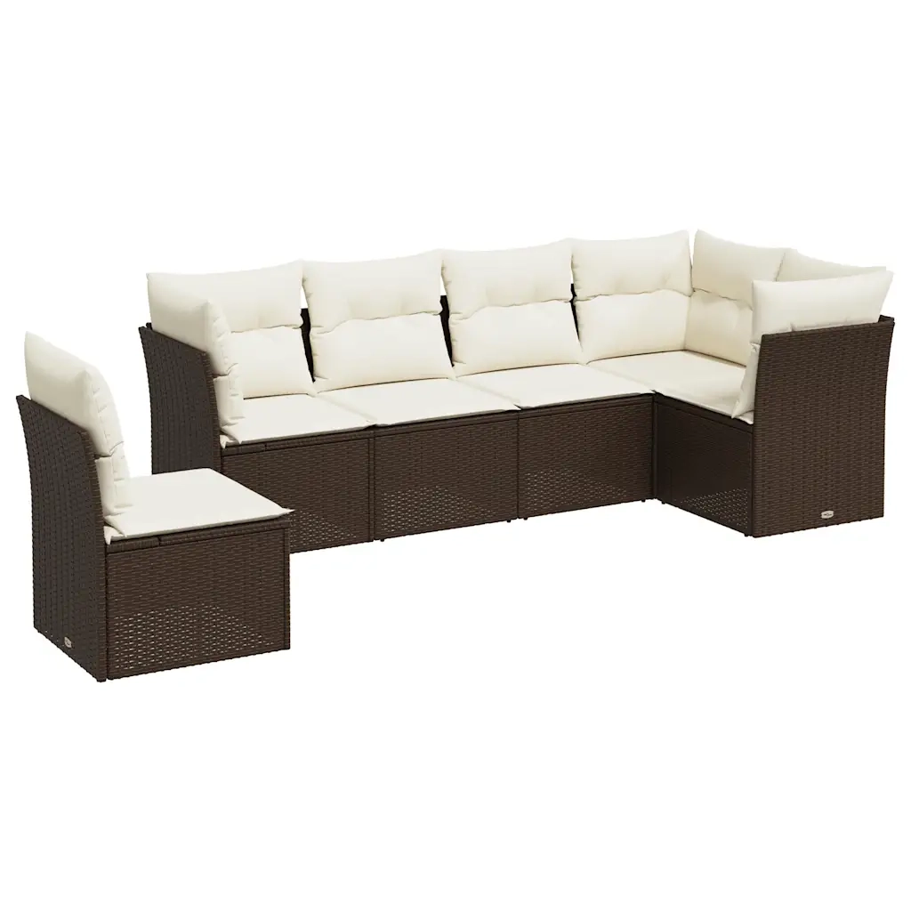 Set Divano da Giardino 7pz con Cuscini Marrone in Polyrattan 3217713