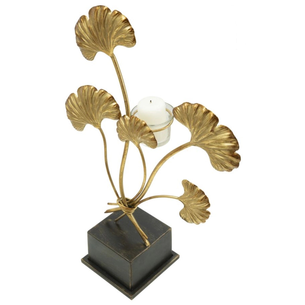 Portacandela Foglia 60, Oro, Metallo, 29x12,5x44 cm