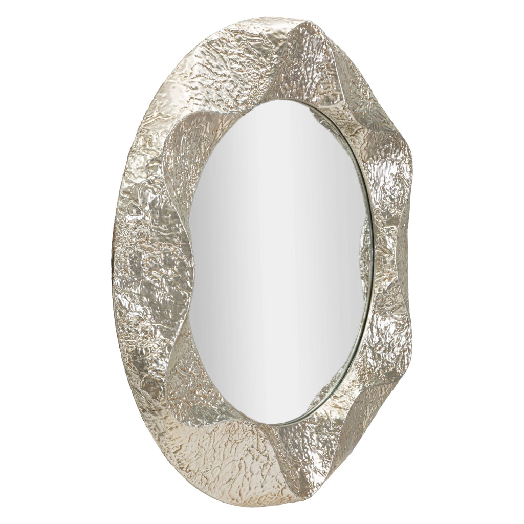 Dafateda, Specchio Cornice Effetto Materico, 104x104h cm Argento