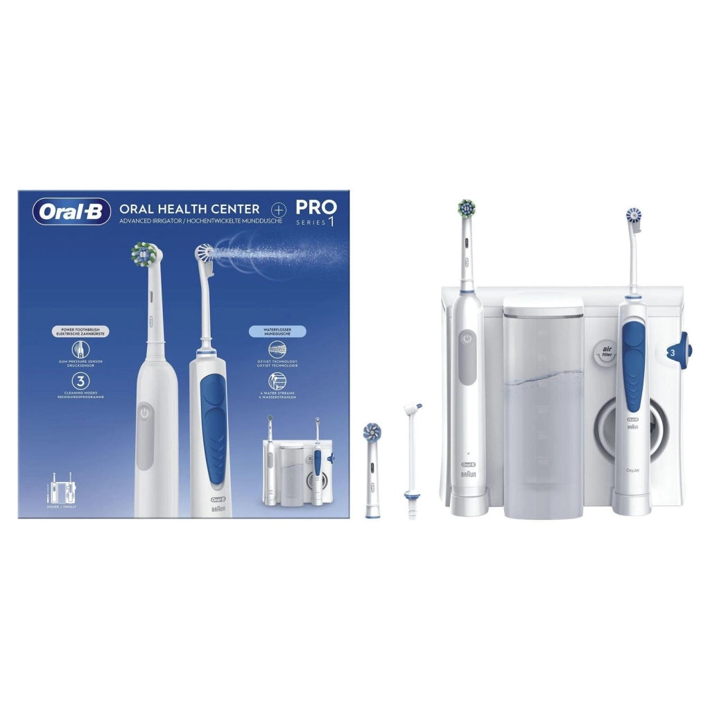 Oral-B 8006540840825 Pro Series 1 Spazzolino elettrico e Idropulsore Oxyjet Waterjet 2 Testine colore Bianco