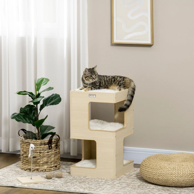 CUCCIA PER GATTI 34x34x60 cm Legno colore Rovere in peluche