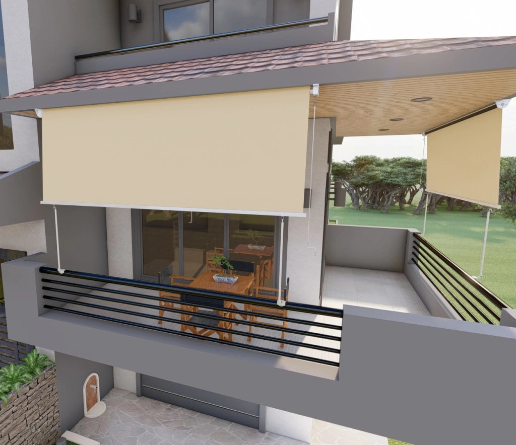 Tenda da sole a caduta con bracci per balcone terrazzo finestra 250cm Beige Golisa