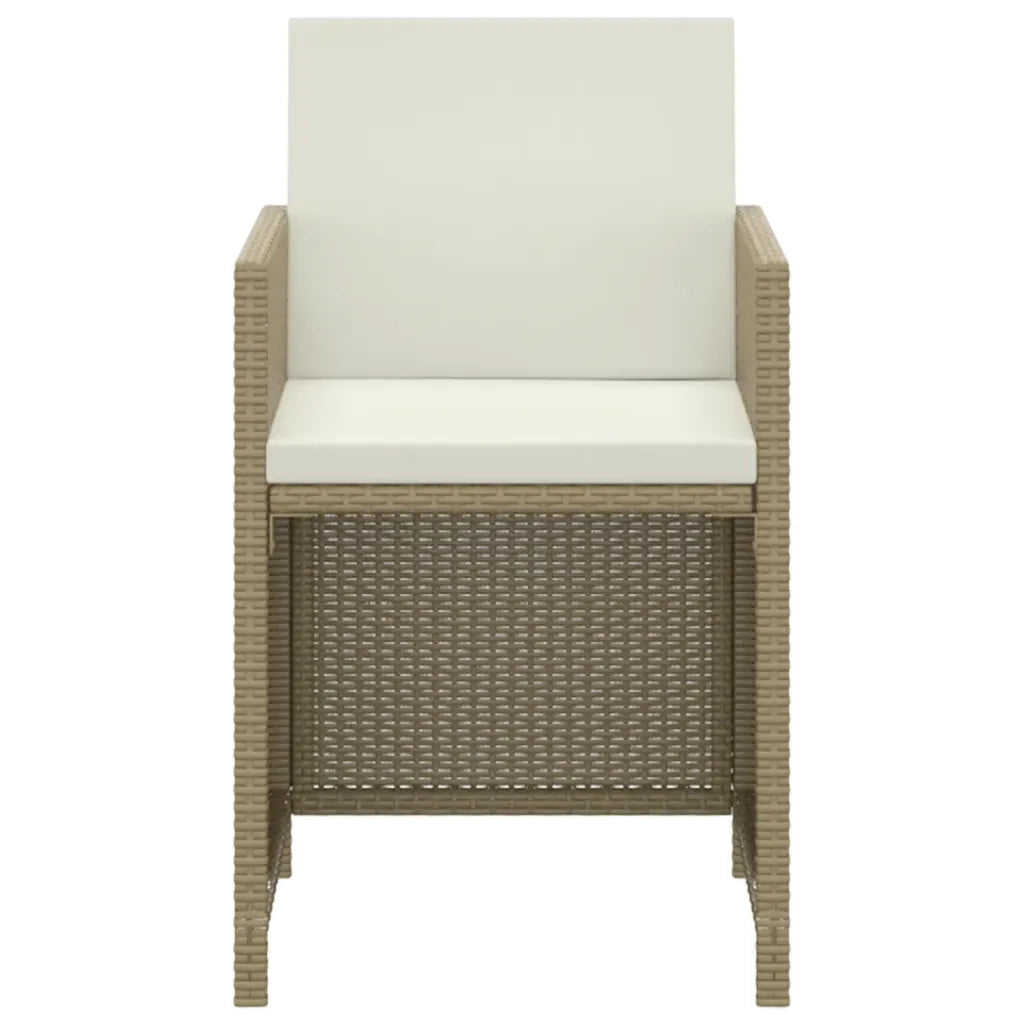 Set da Pranzo da Giardino 3 pz con Cuscini in Polyrattan Beige 3095494
