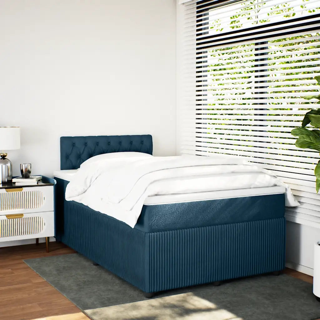 Giroletto a Molle con Materasso Blu 120x200 cm in Velluto 3290020