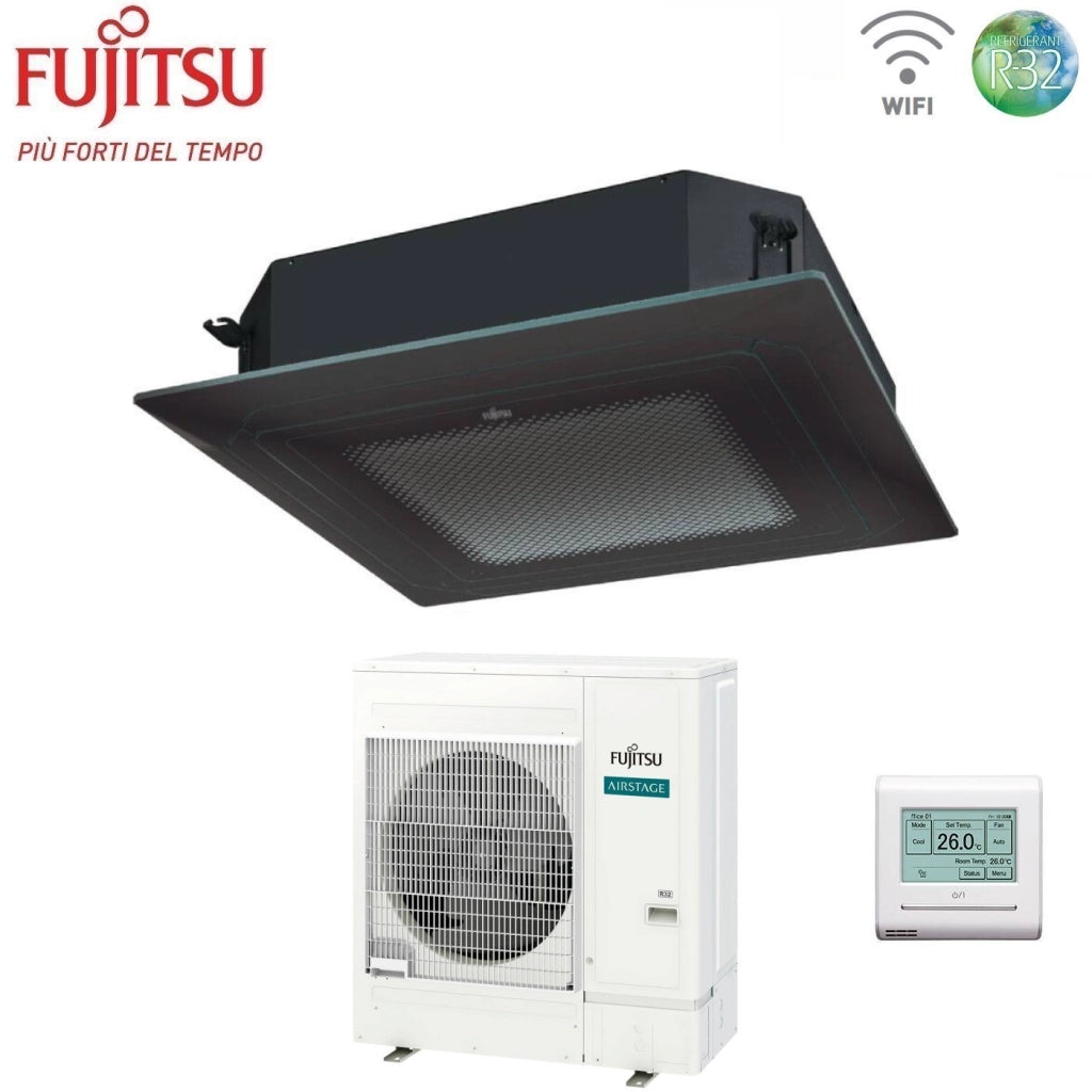 Condizionatore a Cassetta Fujitsu KR Eco Circular Flow Black 54000 Btu AUXG54KRLB Monofase R-32 Wi-Fi Optional con Griglia e Filocomando