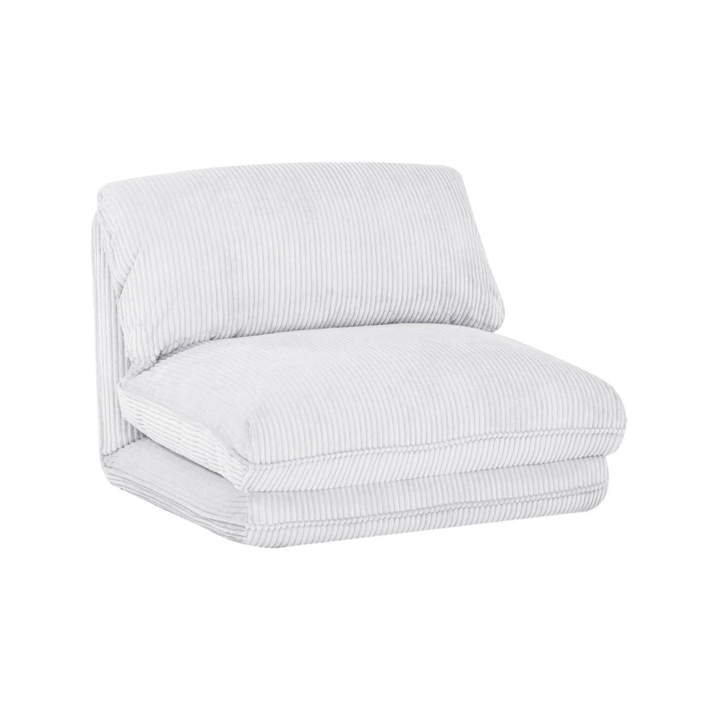 Poltrona letto convertibile velluto a coste grosse coste, bianco