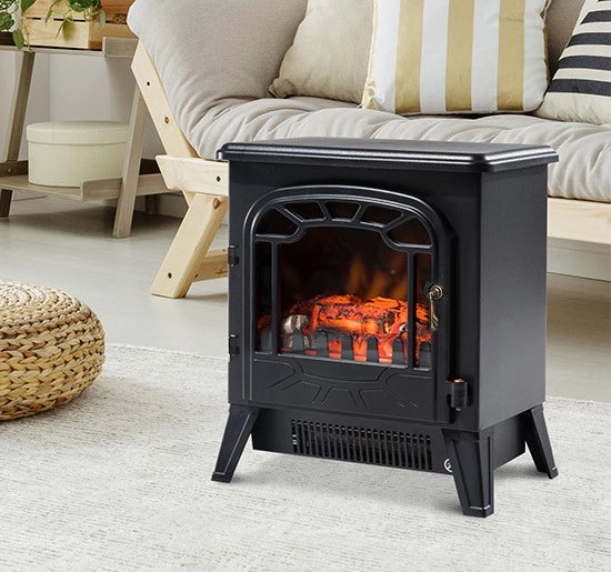 EasyComfort Camino Elettrico con Effetto Fiamma Regolabile, Caminetto Elettrico 925W/1850W con Temperatura Regolabile, Termostato, Protezione da Surriscaldamento, 36 x 25.5 x 41.5cm, Nero
