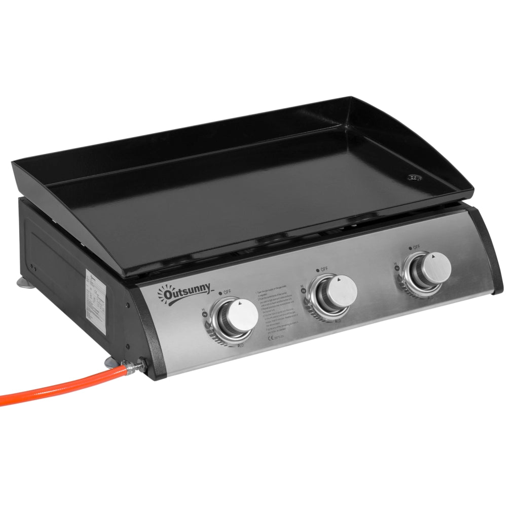 Barbecue a gas da 10000 BTU/2,5 KW con 3 bruciatori in acciaio inox, regolatore di pressione, tubo del gas, barbecue da giardino per balcone,