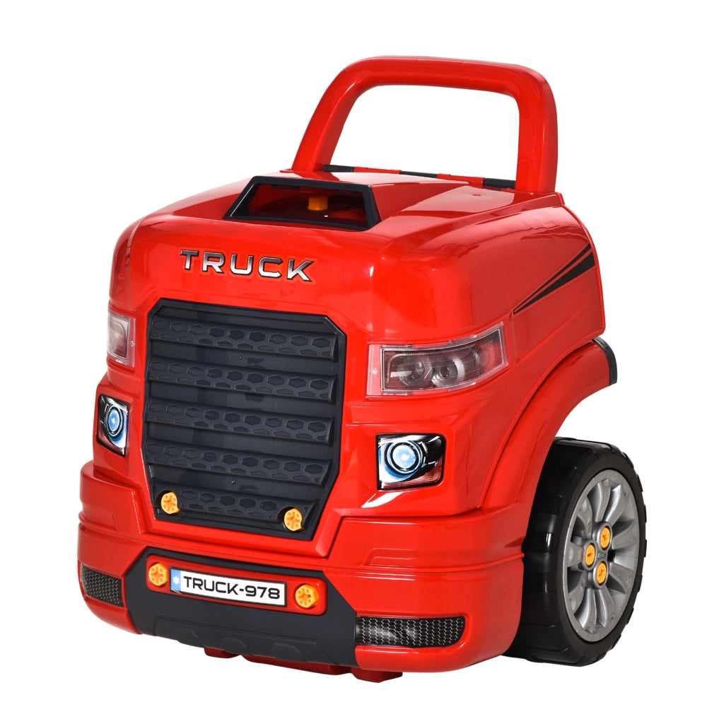 Camion Officina Giocattolo con Motore ¨C Xylo ¨C 61 Accessori, Ruote, Maniglia, 3-5 Anni, Rosso, 40x39x47cm