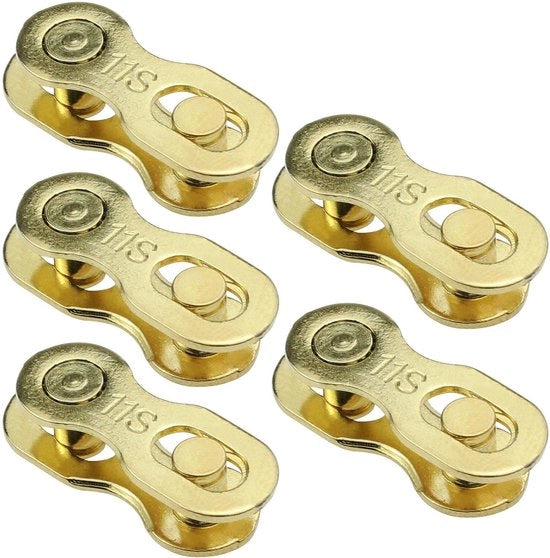 Catenaccio per bicicletta a 5 paia - 11 velocità - catene intercambiabili - acciaio manganese - finitura oro - robusto e duraturo - catenacciature