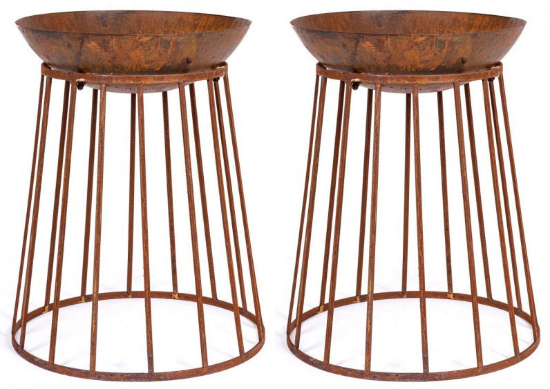 Set 2 Bracieri da Giardino Ø50x63h cm Efesto Ruggine