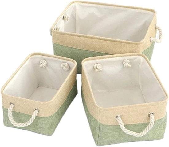 Cassetto di archiviazione pieghevole senza coperchio - Scatola di stoffa - 36x26x16 cm - Verde - Mobili e cassetti - Decorativo - Maniglie - 1 pezzo