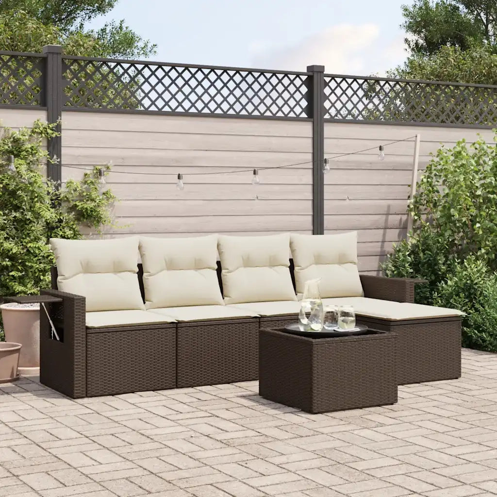 Set Divano da Giardino 6 pz con Cuscini Marrone in Polyrattan 3220102