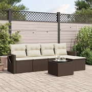 Set Divano da Giardino 6 pz con Cuscini Marrone in Polyrattan 3220102