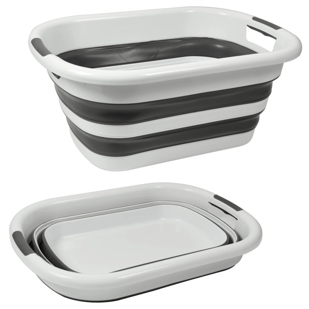 MAURY'S VASCHETTA PIEGHEVOLE IN SILICONE DA 40 LT COLORE BIANCO E GRIGIO