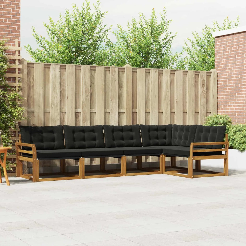 Set di divani da esterno con cuscino 5 pcs Naturale e Nero 3369459