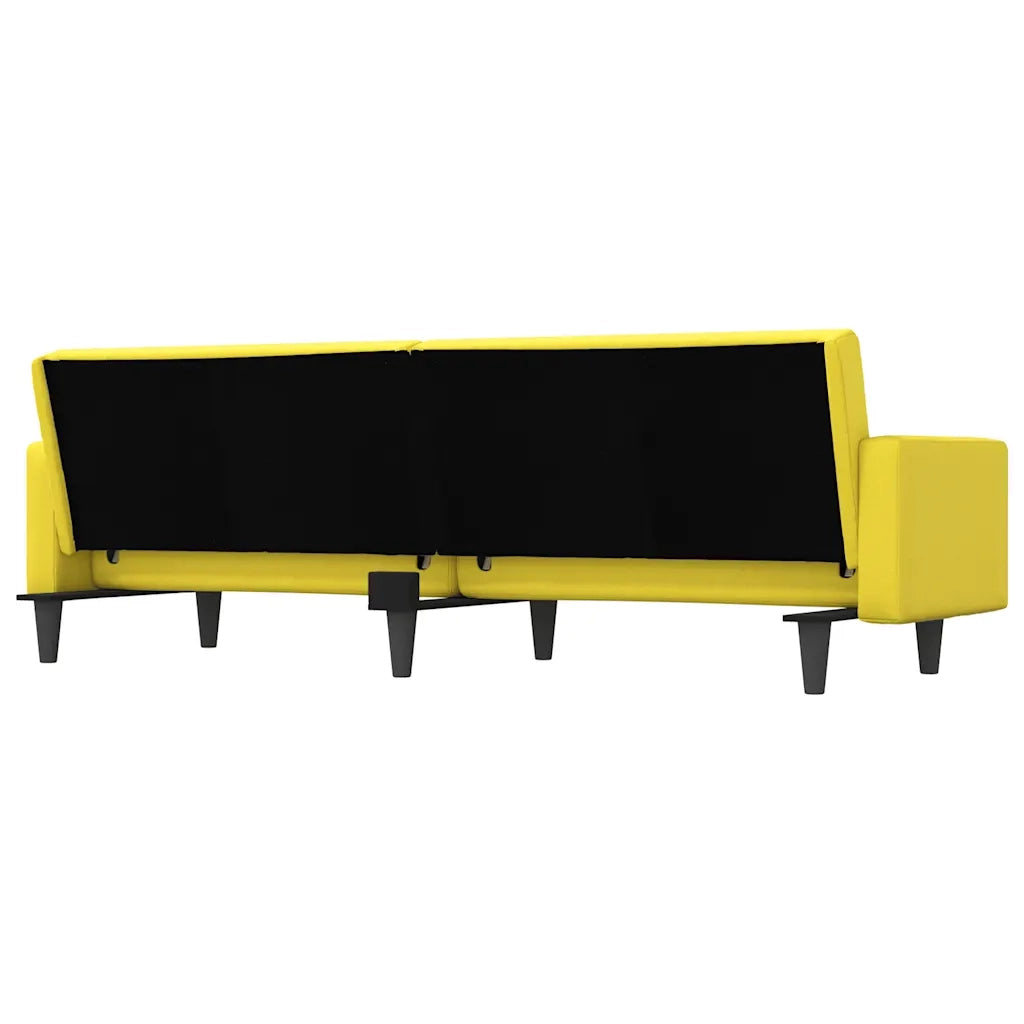 Divano Letto con Cuscini Giallo Chiaro in Tessuto 351879