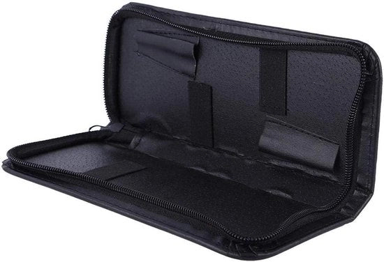 Etui per forbici da barbiere in pelle professionale con chiusura a raccordo, contenitore per strumenti con cerniera e maniglia, colore nero, 1 unità (Lot di 1) Classico