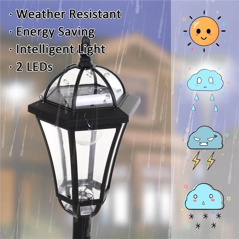 SET 2 LAMPIONI SOLARI PER GIARDINO CON 2 LED E ACCENSIONE AUTOMATICA, NERO