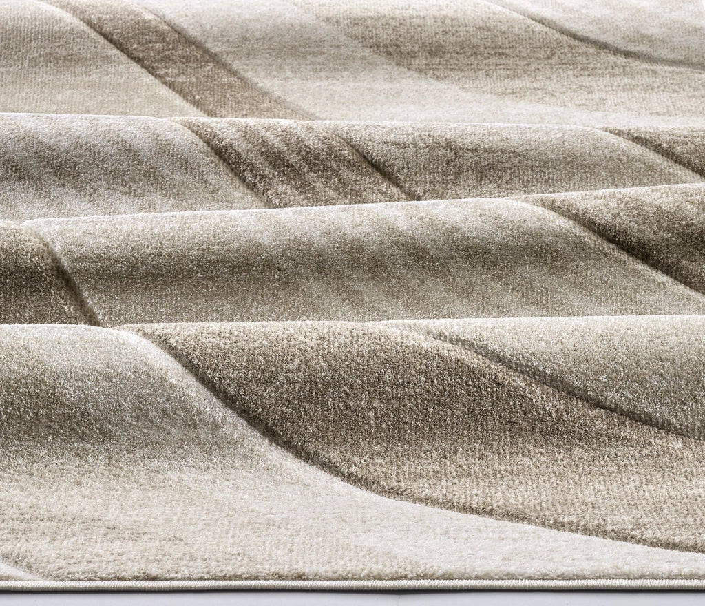 Parure tappeti FUNNY 87101 beige tris scendiletto (1pz cm.80x150 + 2pz cm.60x120) pelo morbido motivo a onde moderno