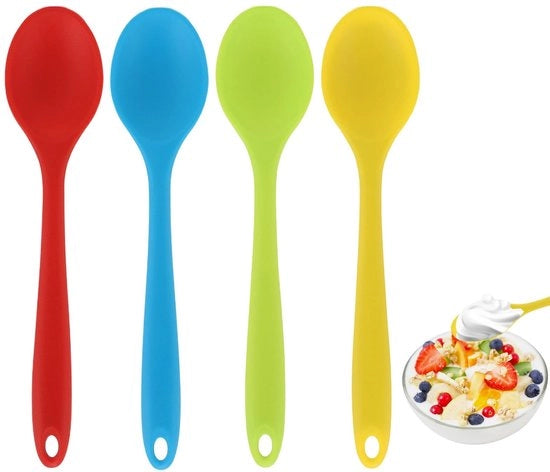 Set di Spatole in Silicone - 4 pezzi - Resistente al Calore e Antiaderente - Multicolore - Accessori Cucina - Adatto alla Cottura e alla Frittura