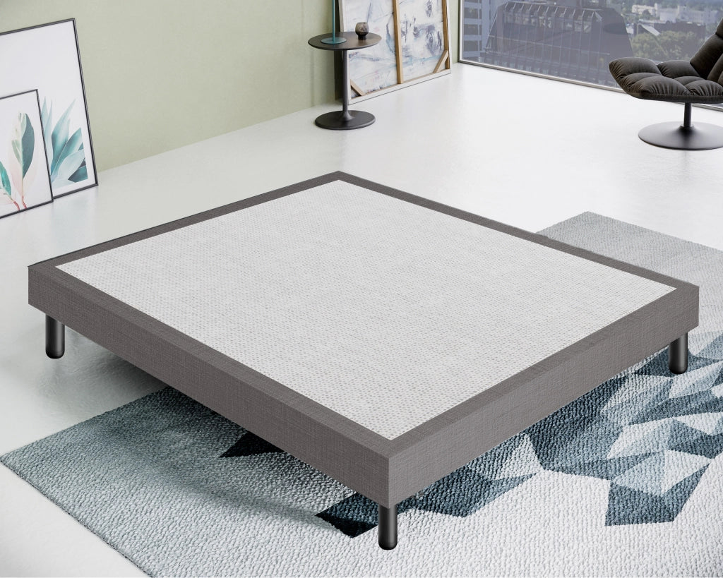 Letto Sommier Matrimoniale 160x200 Grigio Rivestito - Resistente fino a 120 Kg per Persona