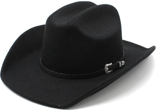 Cappello da cowboy per signora/Signore, piccolo, corto, bordo ampio, adatto per spiaggia, cowgirls, allevatori e cowboy - nero