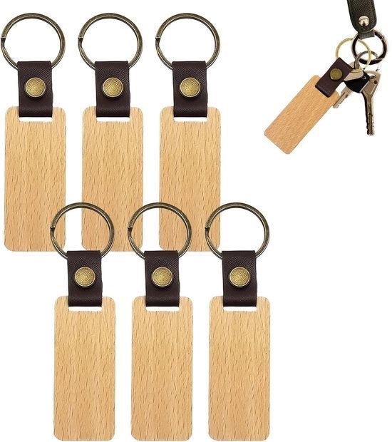 Sostegno per Chiavi in Legno - Personalizzabile DIY Sostegno per Chiavi - Decorazione Creativa - Bianco - 6 Pezzi - Ideale per Gravure e Scrittura -