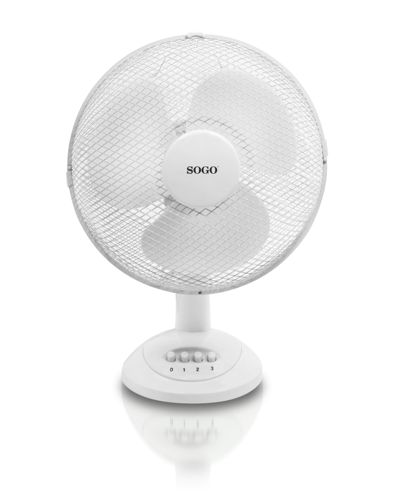 Ventilatore da tavolo oscillante 12 pollici, 3 velocità regolabili, inclinazione verticale 35W casa ufficio - SOGO