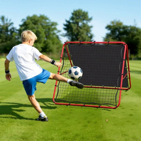 Set di 2 reti di calcio di ritorno doppie 120 x 120 cm con fodero 420D, regolabile e adatto per principianti e esperti