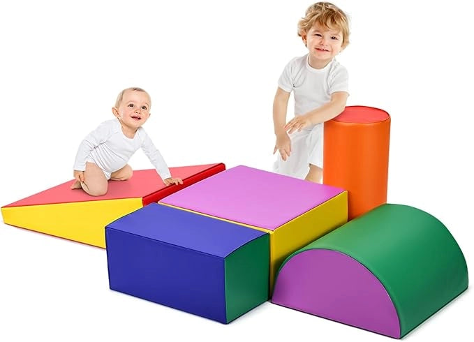 Set di 5 Blocchi con Diverse Forme e Colori, Giocattolo per Arrampicata e Strisciamento, Aiuta i Bambini a Crescere (Colorato)