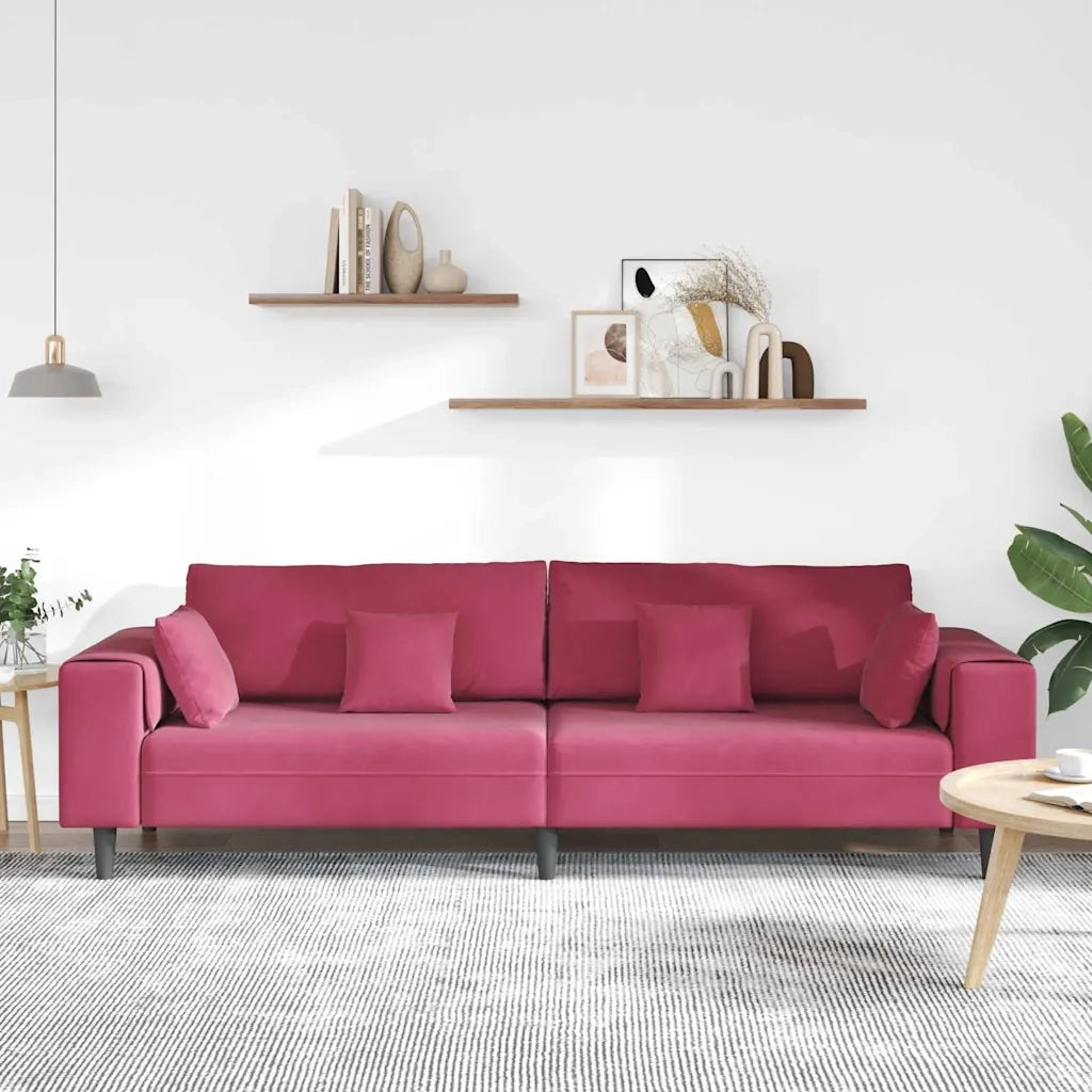 Divano Rosso Vino 250 x 77 x 76 cm Velluto 3335157
