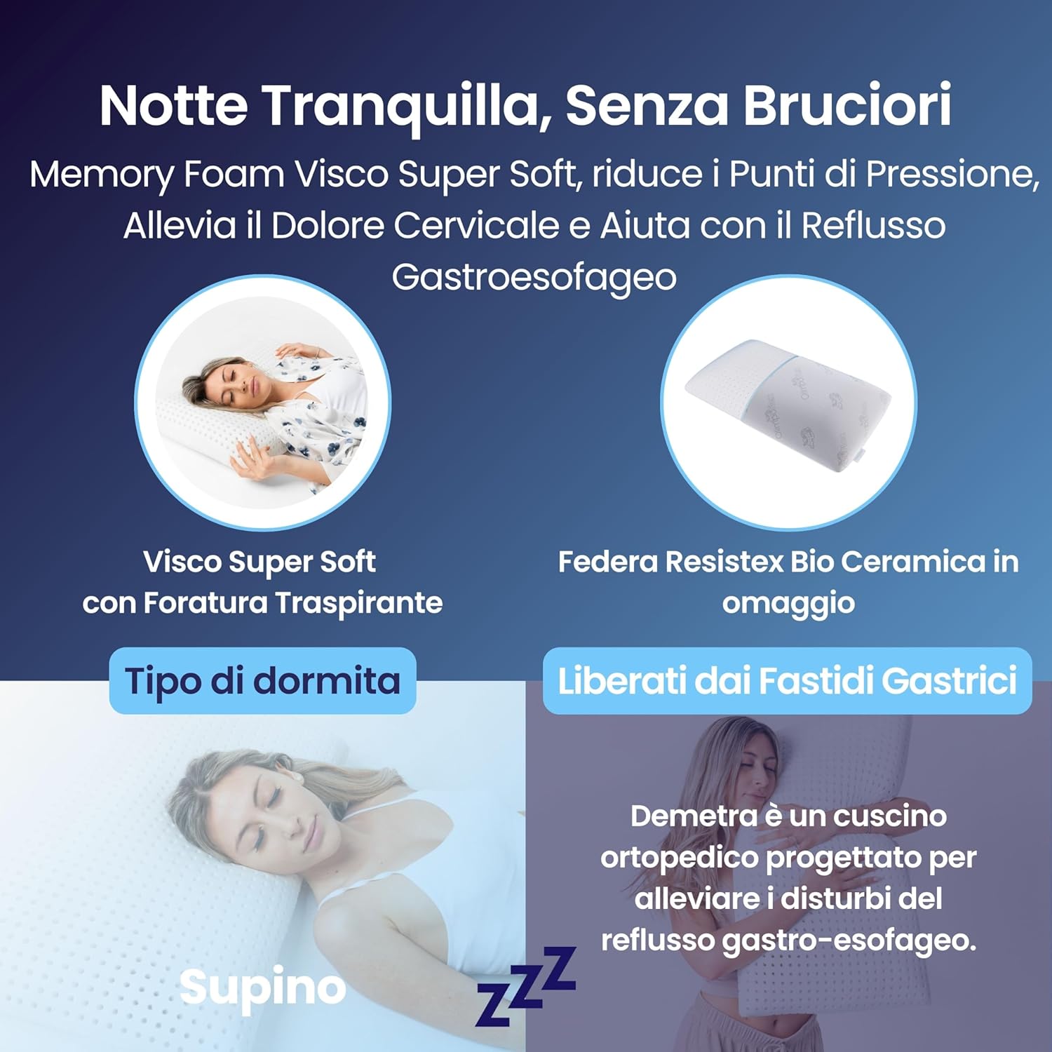 Coppia | Cuscini AntiReflusso - Morbido & Compatto - Demetra & Afrodite