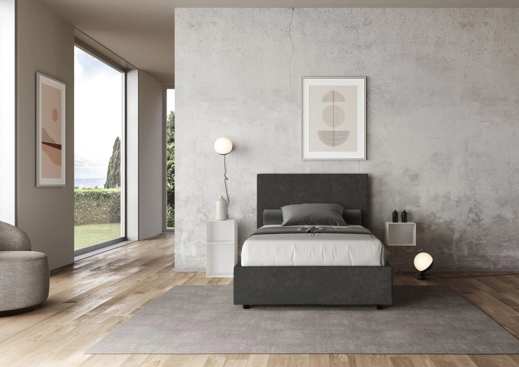 Letto 1 Piazza e Mezzo 120x200 cm con Rete Mika Grigio