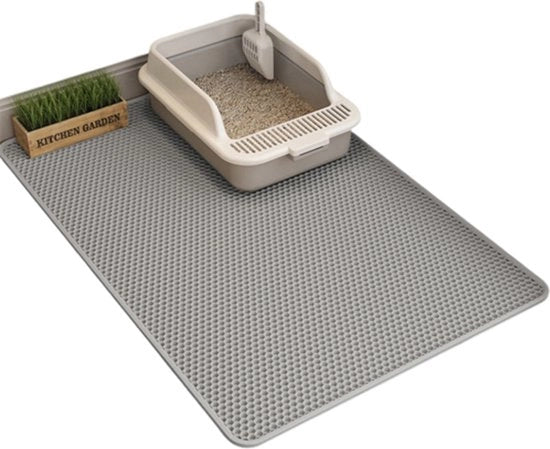 Matrice per gatto - Disegno grande buco - Matrice per gatto impermeabile e antiscivolo - Materiale EVA - morbido e protettivo per le zampe - lavabile - grigio - 60*90CM