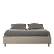 BS COM Letto queen size con rete imbottito 150x200 microfibra sabbia