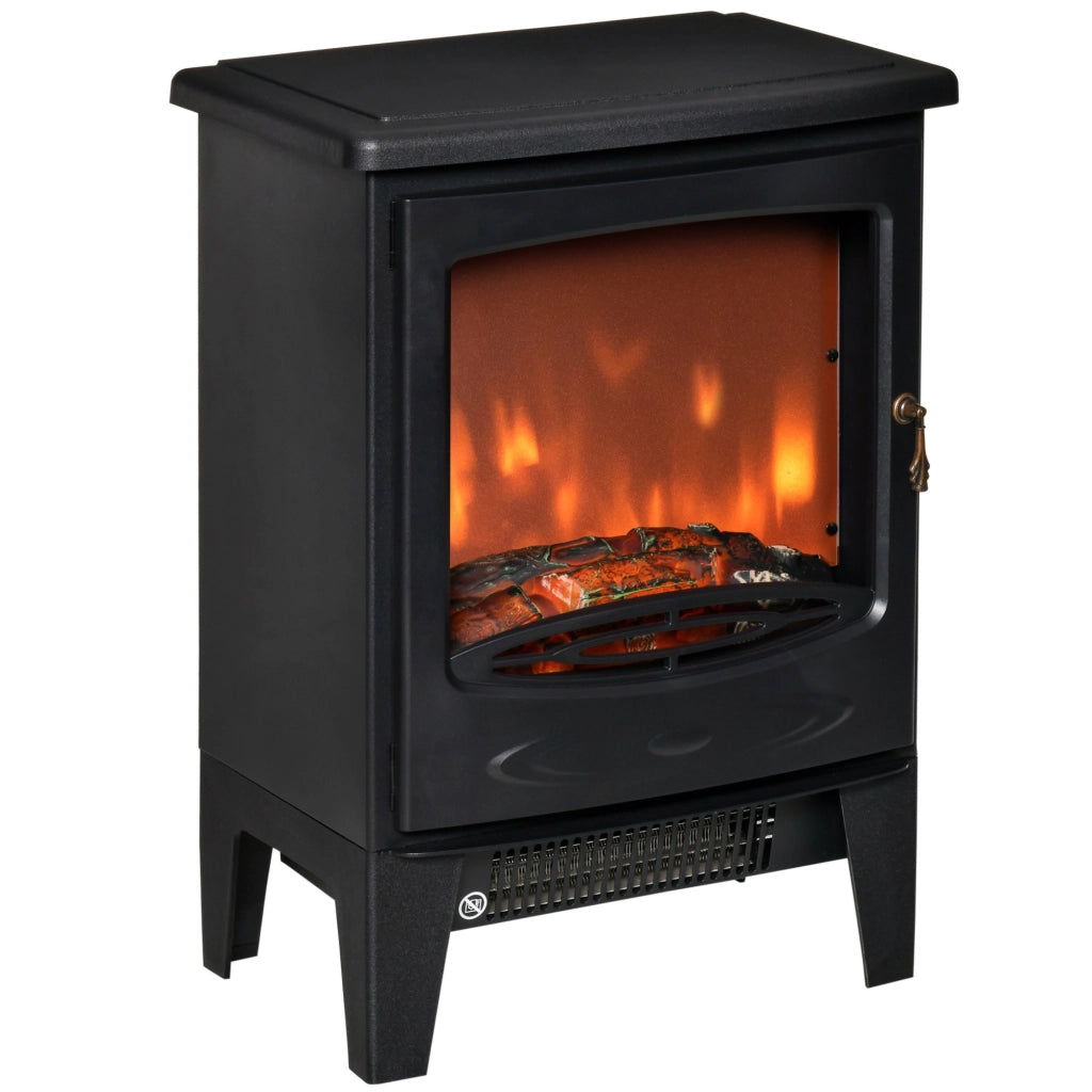 EasyComfort Camino Elettrico da Terra con Effetto Fiamma, Temperatura Regolabile 900W-1800W, Protezione da Surriscaldamento, Copertura 15-20m², 39x26x54.8cm, Nero