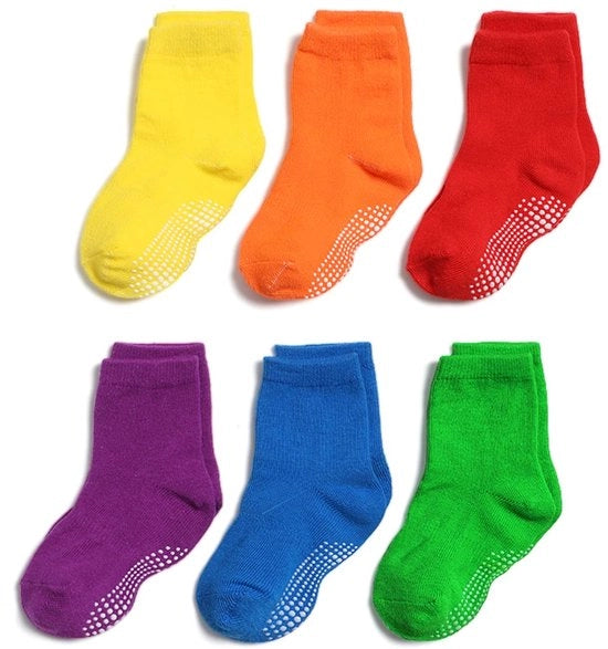 Sokke per Bambini con 6 Pare - Crew - Antiscivolo - Adesivo - Materiale Respirante
