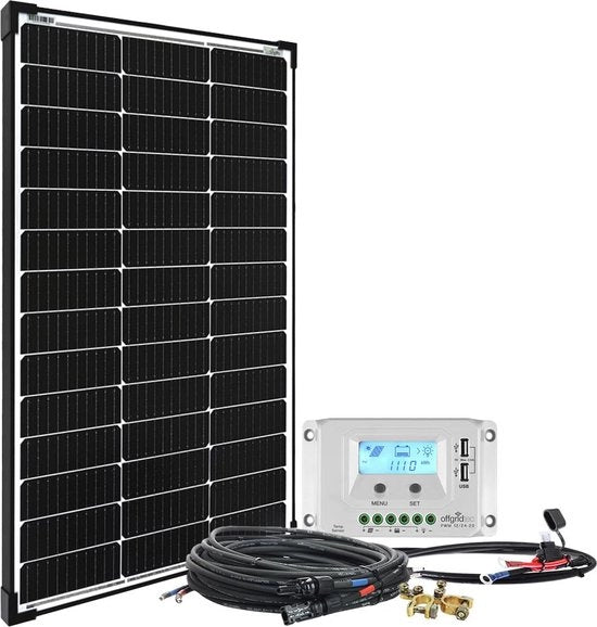 Installazione solare 100 W con regolatore di carica LCD 20 A e kit di cavi