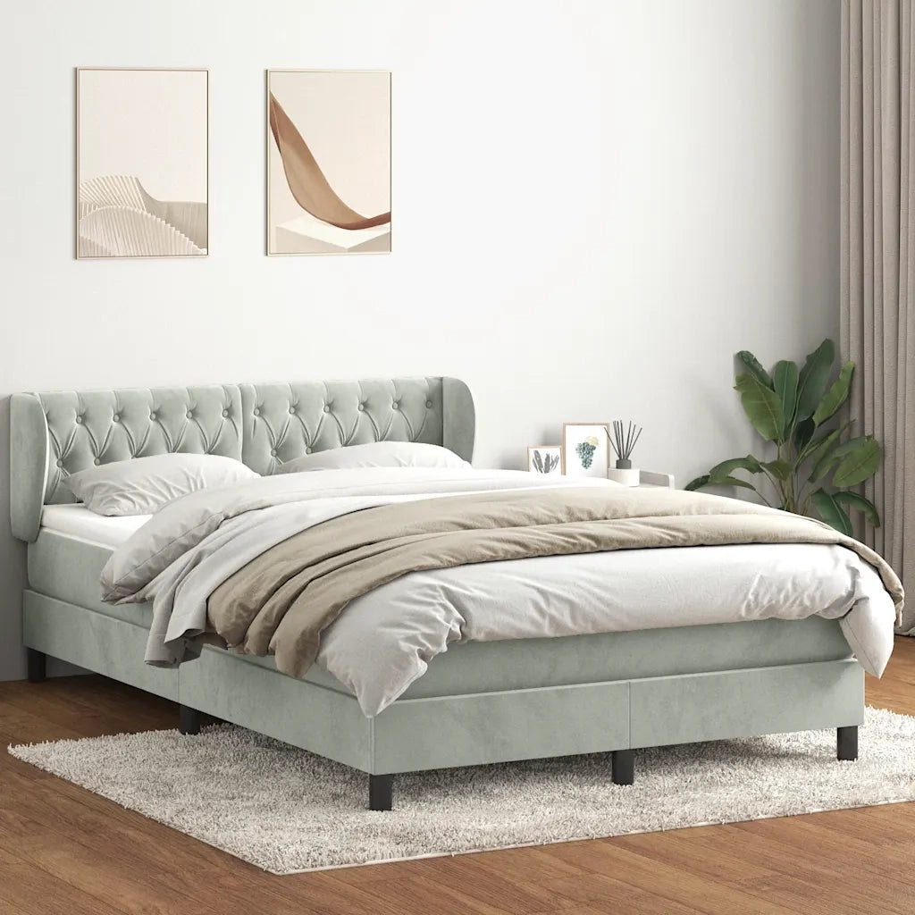 Giroletto a Molle con Materasso Grigio Chiaro 160x210cm Velluto 3317781