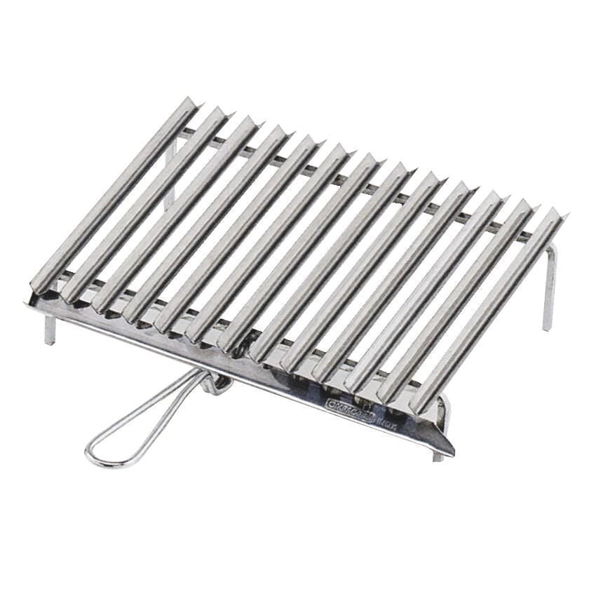 Ompagrill 20650 Graticola per Barbecue Acciaio Inox con Recupero Grassi Manici e Piedi di Appoggio 60x40 cm
