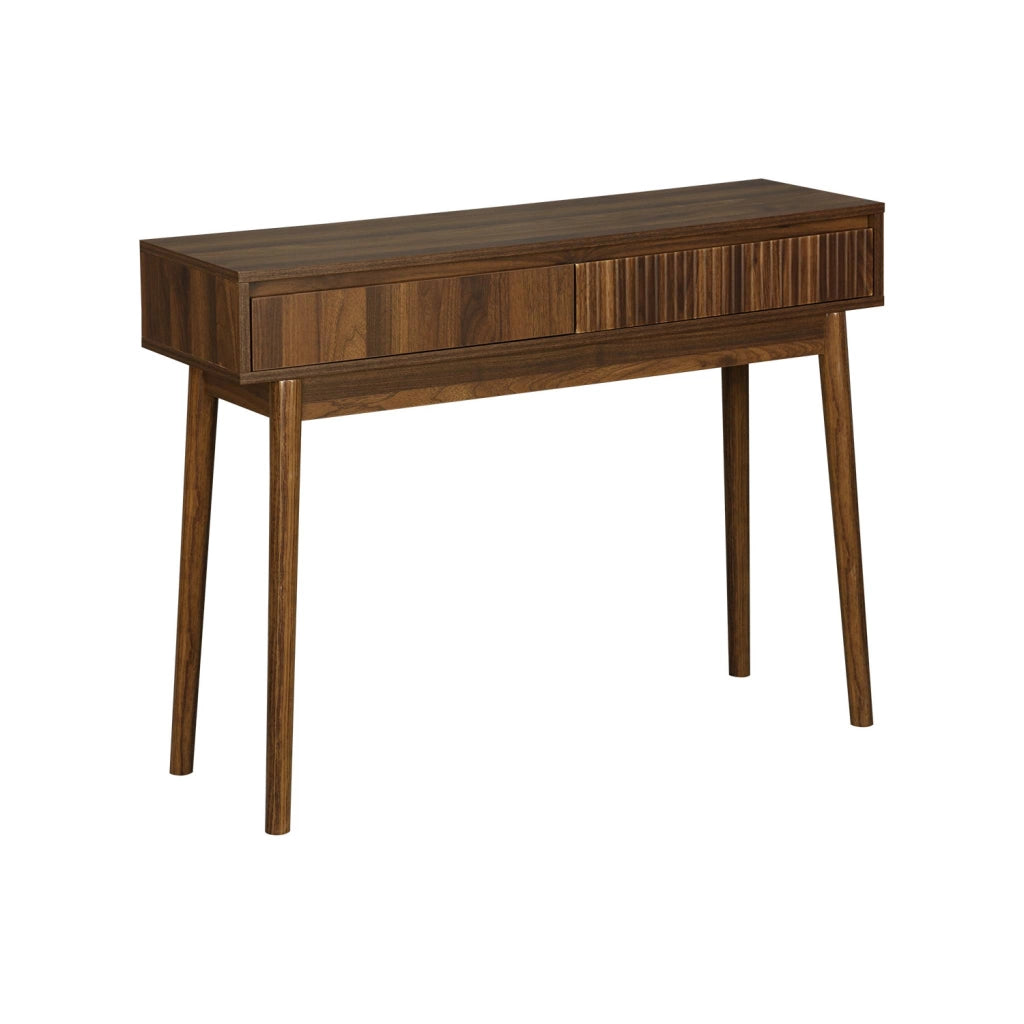 Consolle effetto legno 2 cassetti, 100cm, marrone scuro