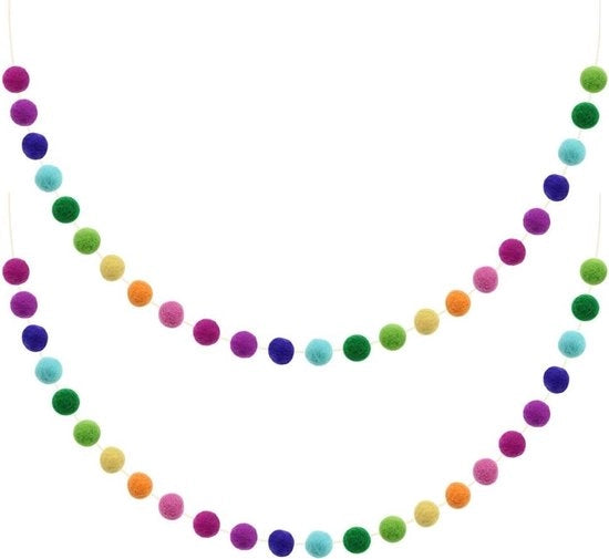 Due Pacchi di Drizze a Pompom Arcobaleno di Palla di Feltro Drizza Decorazione da Appendere 2m/ 6.56ft 24 Palle per Feste Festività Albero di Natale Decorazione di Parete