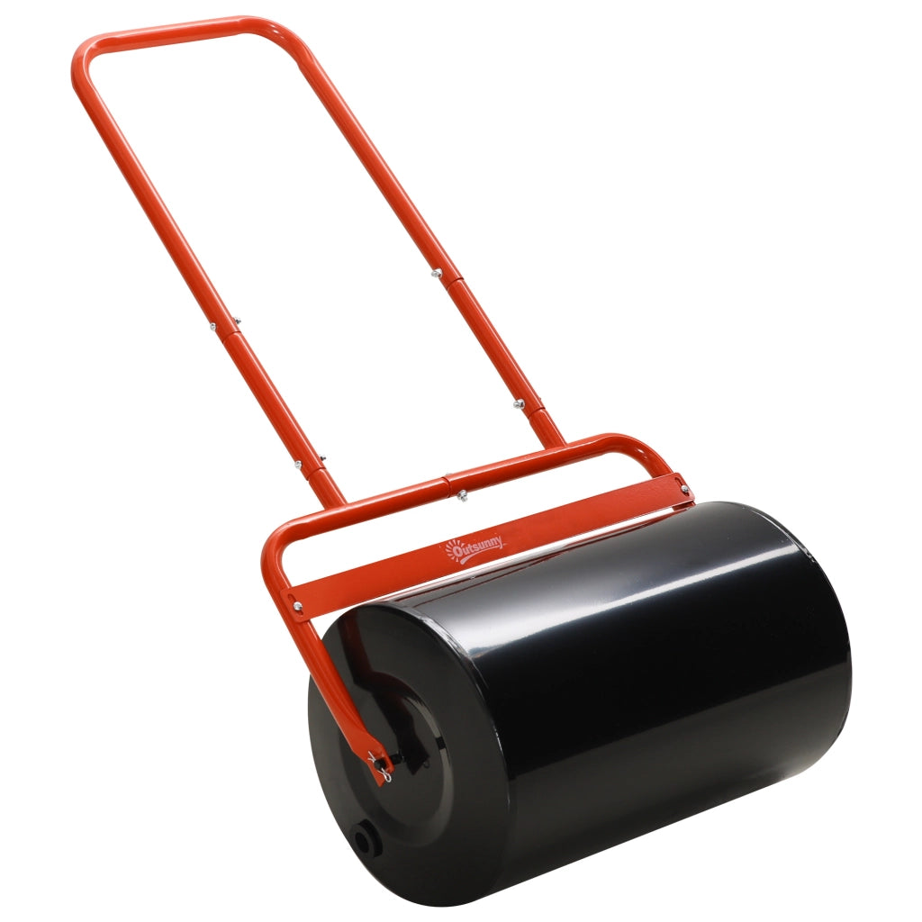 Rullo da giardino largo 50 cm, riempibile con 38 litri d'acqua/62 kg di sabbia, rullo manuale con manico a U, rullo da giardino in acciaio, rullo