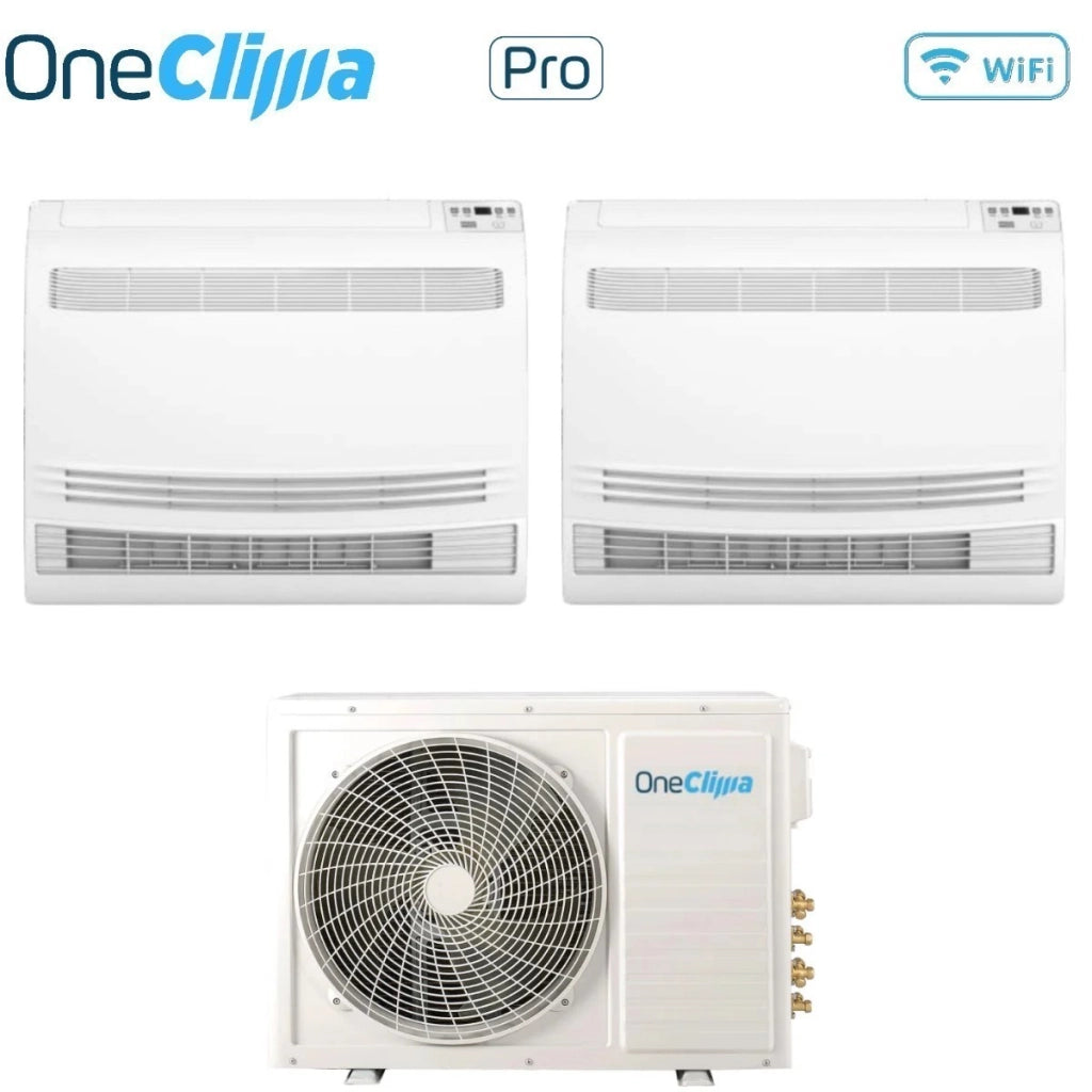 Condizionatore OneClima Dual Split Console 12+12 con MLT18x2/Y24 R-32 Wi-Fi Optional con Telecomando di Serie