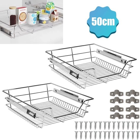 Carrello telescopico per armadi da cucina e da camera, per armadi da cucina, carrello scorrevole, per armadi da 50 cm, 415 x 445 x 135 mm