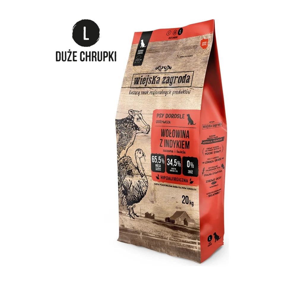Carne bovina da fattoria rurale con tacchino L - cibo secco per cani - 20kg