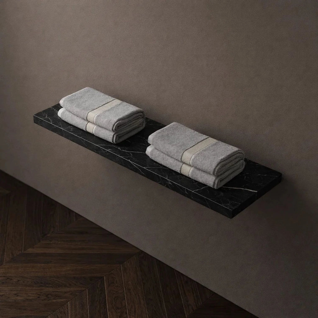 Mensola inferiore lavabo sospeso freya in artificial stone nero e bianco venato *** finitura- nero, confezione 1
